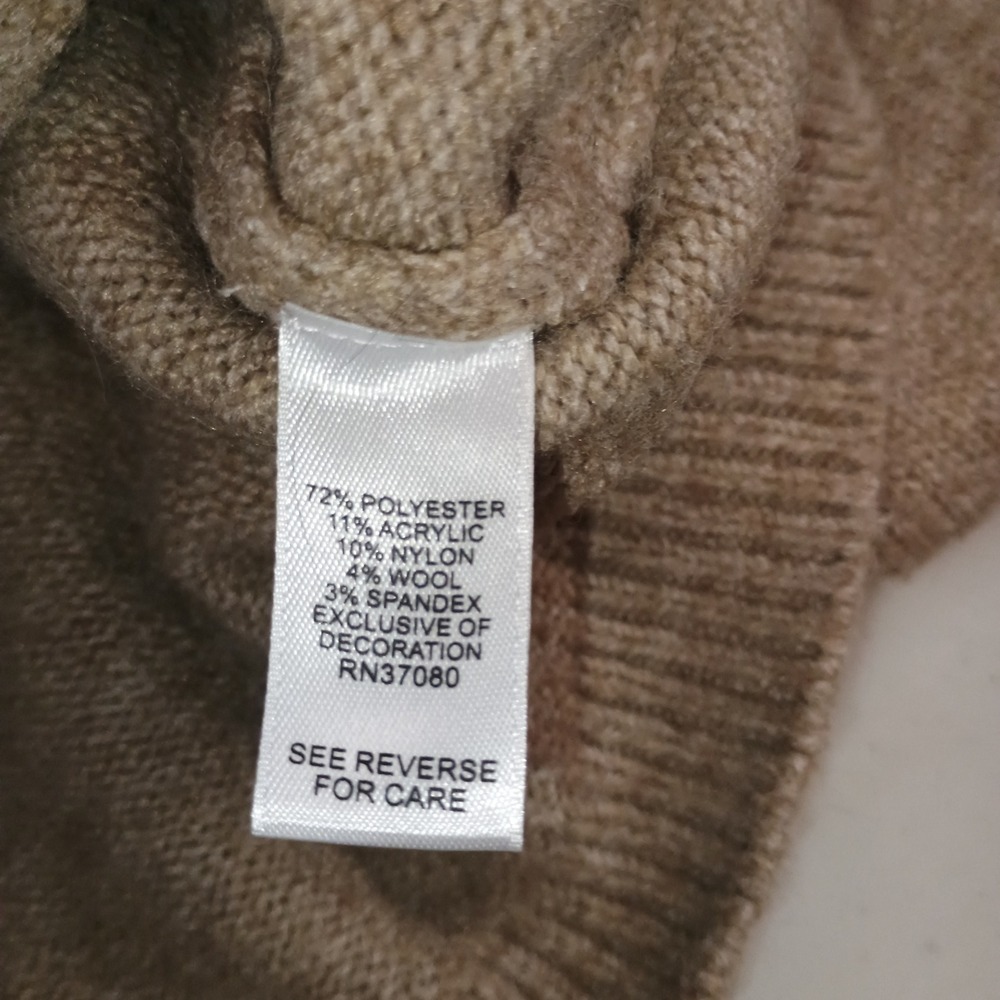 Versona L‎ Embroidered Floral Mock Neck Sweater Taupe Cottagecore Pullover - Picture 5 of 10